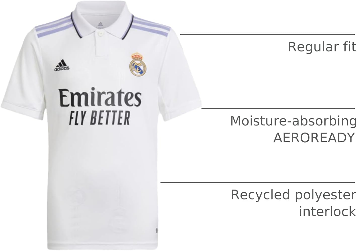 Amazon.com: adidas Youth Soccer Real Madrid 22/23 Home